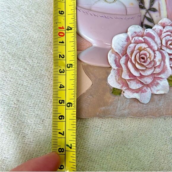 Floral Vase 3D Tile Textured Art Plaque Wall Hanging Home Decor Accent By Durham - Picture 8 of 9